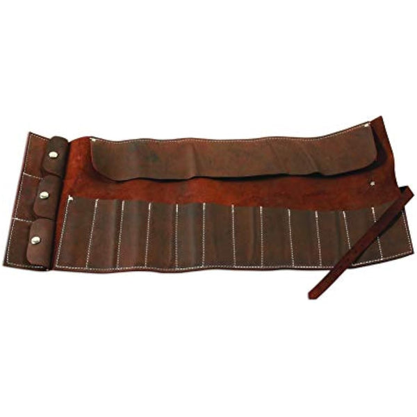 Gunson 77168 Leather Tool Roll Antique Finish 15 Pockets , Brown