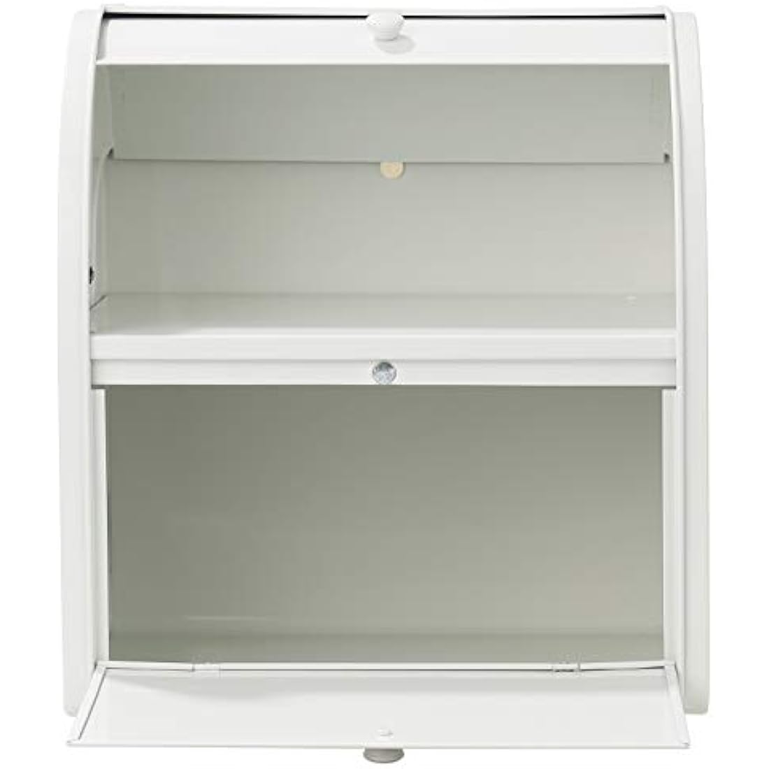Hossejoy Metal Bread Box, Double Compartment Roll Top Countertop Bread Storage, Bread Bin Container Holder, Double Layer Breadbox Holds for your Kitchen Counter（White）