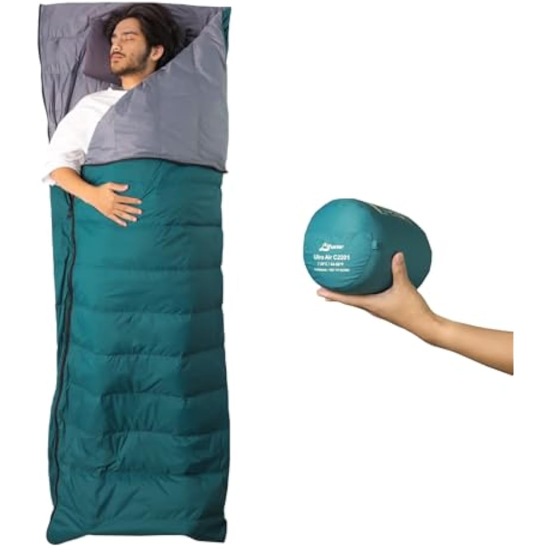 Litume Lightweight, Packable Sleeping Bag - 5-15°C, Double, for Backpacking, Camping, Family, Compact with Stuff Sack