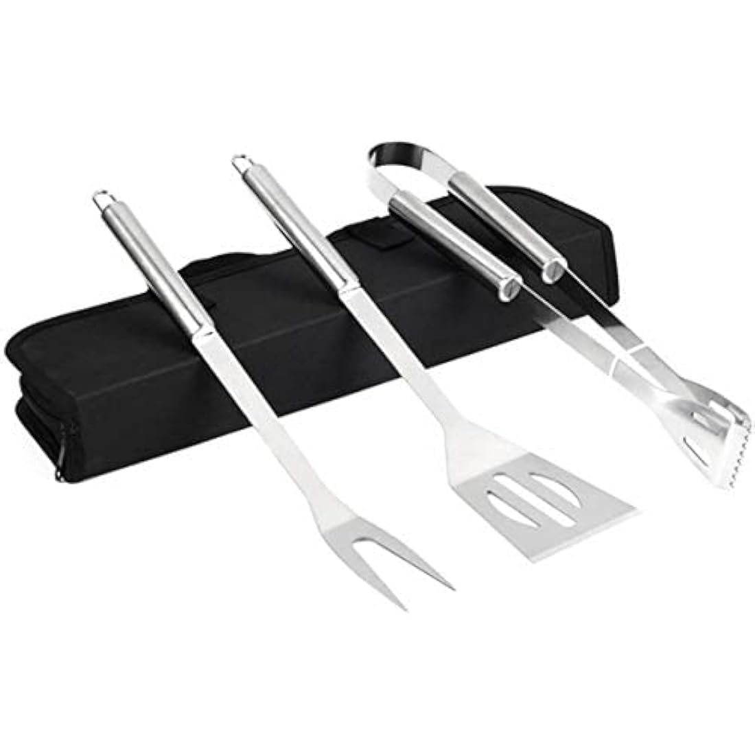 GQC 3PCS BBQ Grill Tool Set, Stainless Steel Barbecue Grilling Utensils Kit with Carry Bag, Spatula, Tongs and Fork BBQ Tool Accessories for BBQ Cooking Outdoor Camping…