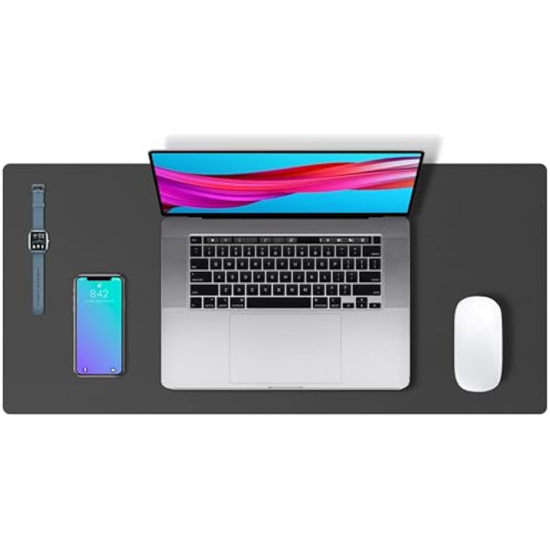 Leather Desk Pad Protector,Mouse Pad,Office Desk Mat,Non-Slip PU Leather Desk Blotter,Laptop Desk Pad,Waterproof Desk Writing Pad for Office and Home (60cm x 35cm, Gray)