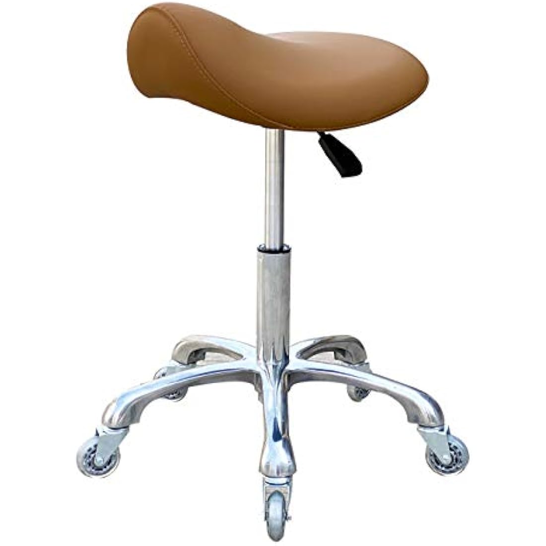 FRNIAMC Professional Saddle Stool with Wheels Ergonomic Swivel Height Adjustable for Clinic Dentist Beauty Salon Tattoo Office (Camel)