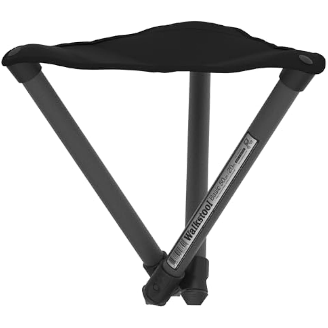 Walkstool - Basic Model - 3 Legged Folding Stool in Aluminium - Foldable - 2 Selectable Models with the Fixed Seat Heights 50 and 60 cm, Load 150 to 175 kg - Made in Sweden