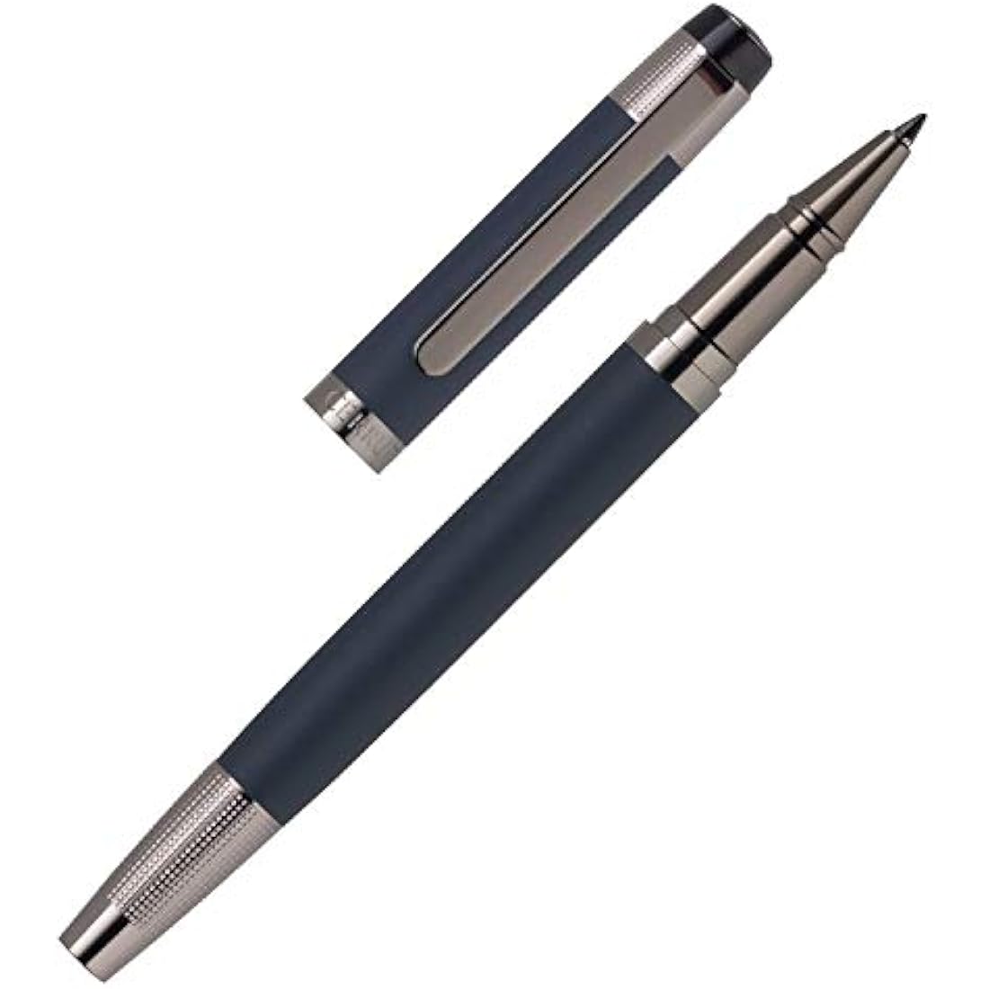 Cerruti 1881 Rollerball Pen „THAMES“ | Stainless Steel with Blue Rubberized Lacquer And Gun Plating | Black Ink | Gift Box