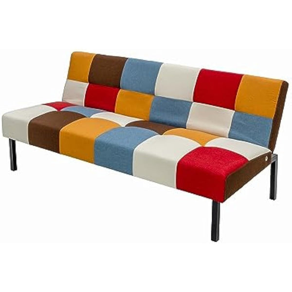 Panana Sofa Bed Click Clack Modern Sleeper Sofa Settee Rainbow Patchwork for Living Room/Guest Room