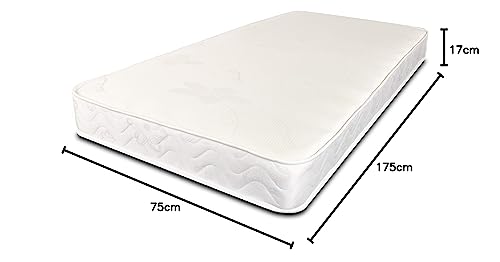 Starlight Beds Stress-Free Shorty Mattress, Value Sprung Shorty Memory Foam Mattress, Soft, White, 18cm Deep. 2ft6 x 5ft9 (75cm x 175cm)