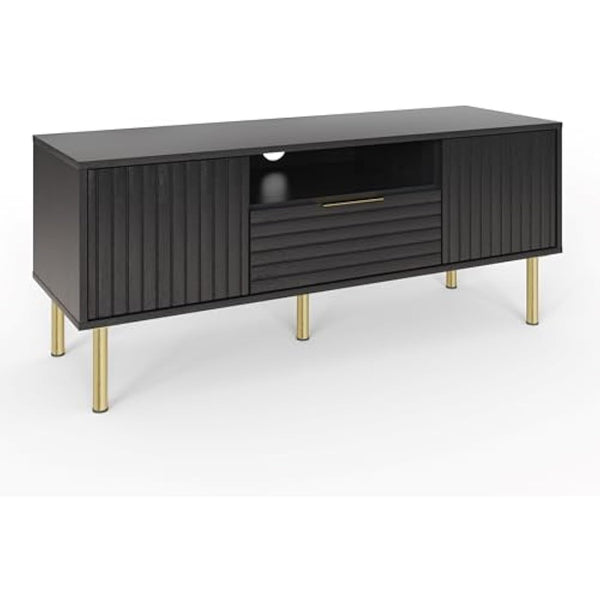 GFW Nervata TV Unit Modern Storage Media Entertainment Living Bedroom Black