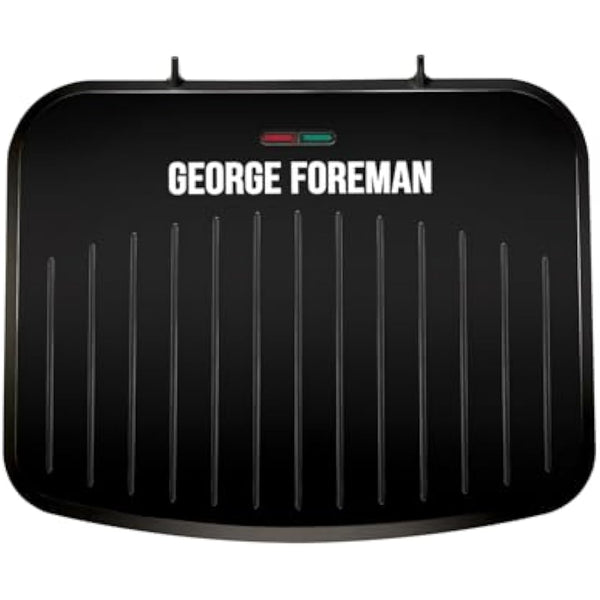 George Foreman Medium Electric Fit Grill [Non stick, Healthy, Griddle, Toastie, Hot plate, Panini, BBQ, Energy saving, Vertical storage, Easy clean, Drip tray, Ready to cook light] Black, 1630W 25810