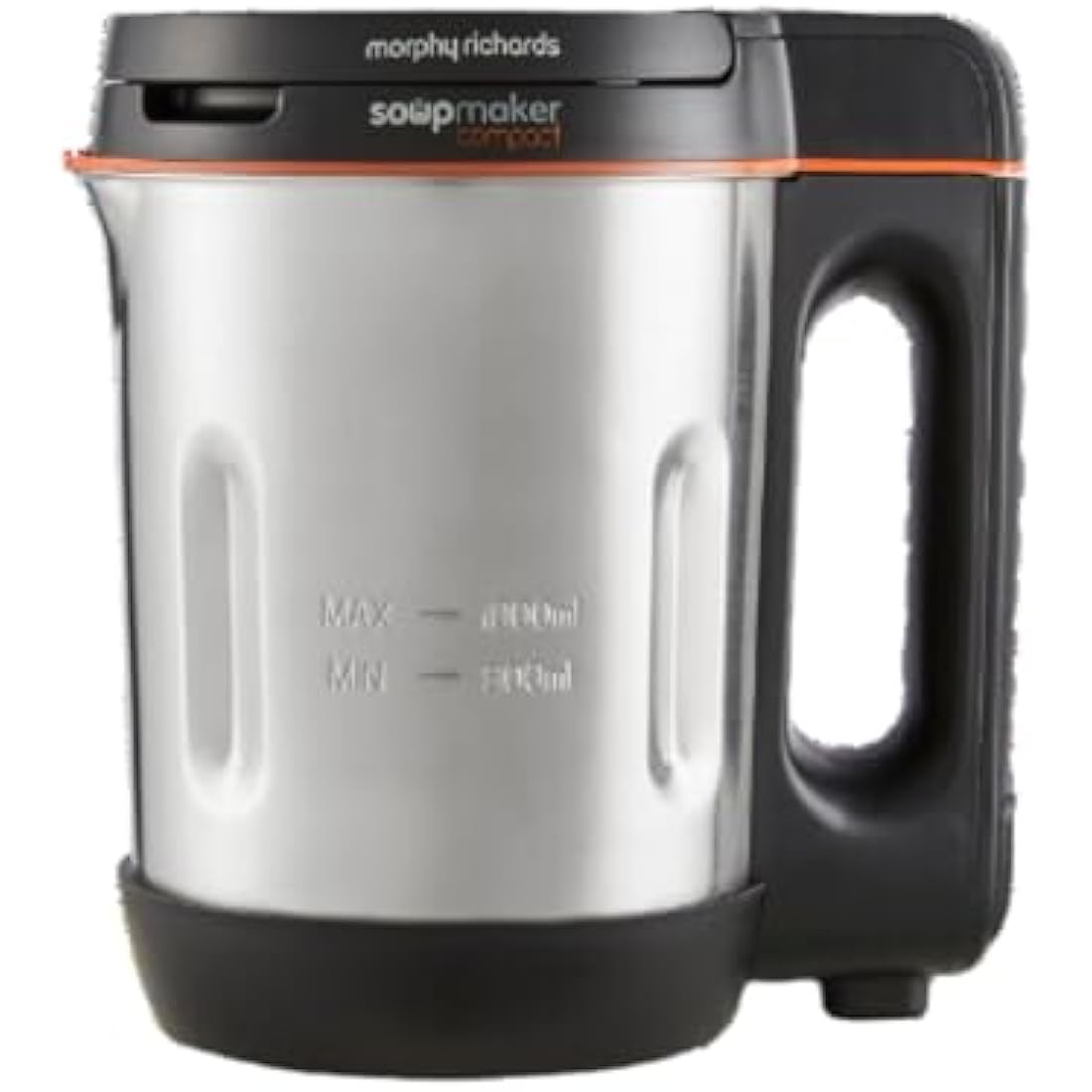 Morphy Richards Compact Soup Maker, Blend & Cook Smooth & Chunky Soup, Smoothies, Black & Stainless Steel, 1 Litre, 900 W, 501021