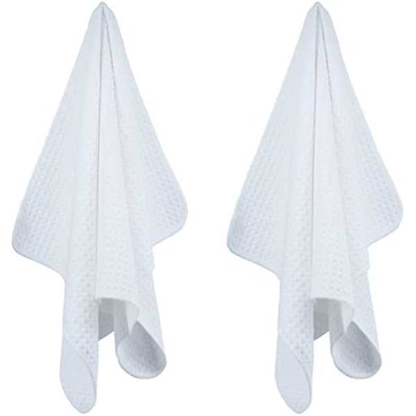 POLYTE Ultra Premium Microfibre Kitchen Dish Tea Towel Waffle Weave, 18 Pack (40x71 cm, White)