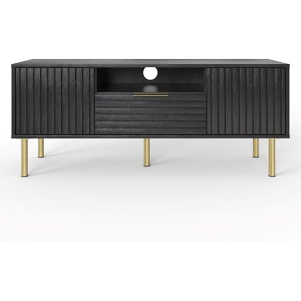 GFW Nervata TV Unit Modern Storage Media Entertainment Living Bedroom Black