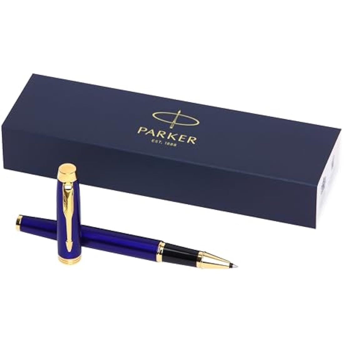 Parker IM Premium Limited Edition Rollerball Pen | Lustrous Blue Lacquer with Gold Trim | Black Ink | Gift Boxed