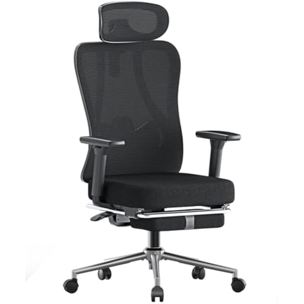 Hbada P3 Pro Ergonomic Office Chair with 2D Adjustable Lumbar Support, 3D Adjustable Headrest and Armrest, 135° Stepless Tilt Function, Black (with Footrest)