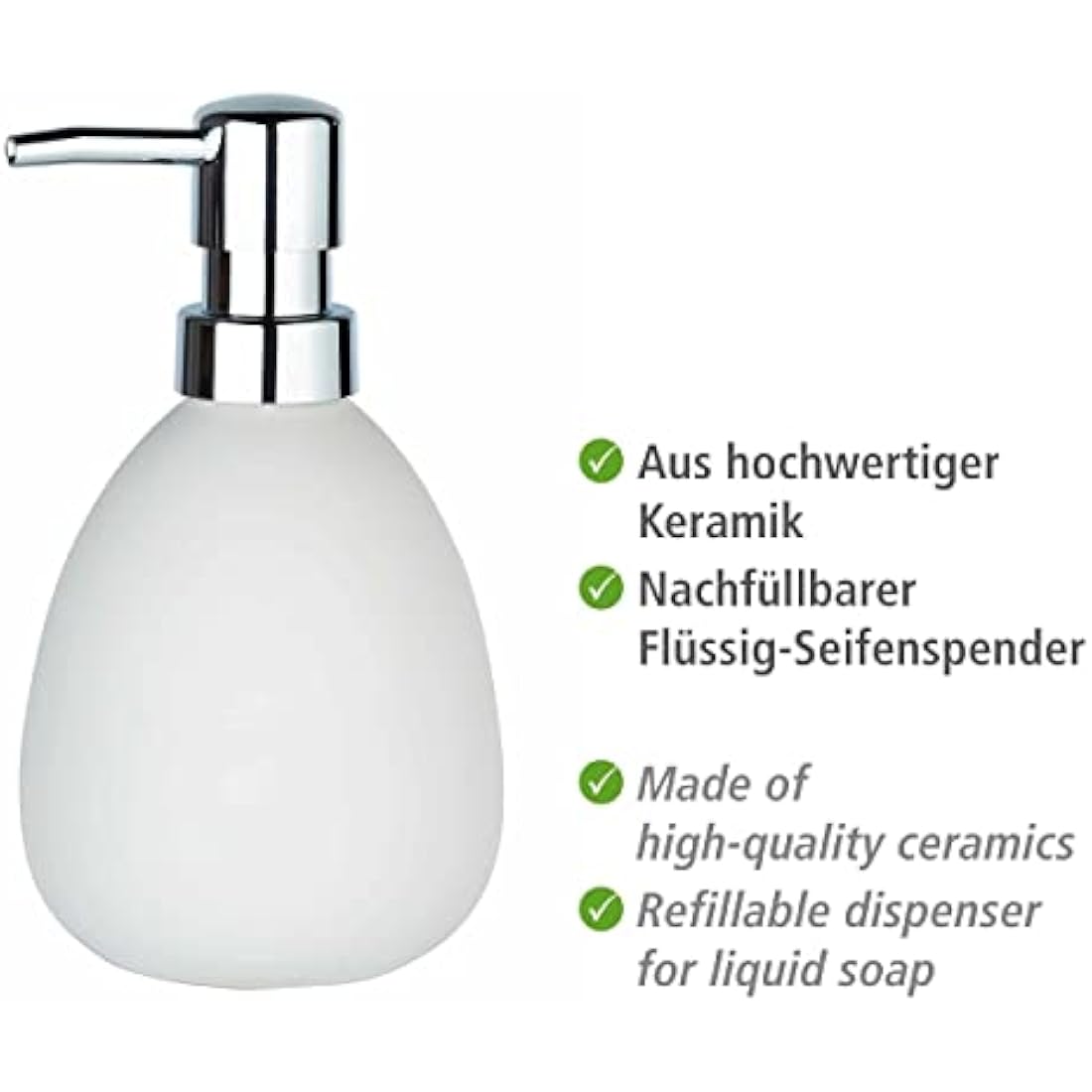 WENKO Polaris soap dispenser matt white ceramic liquid soap dispenser White