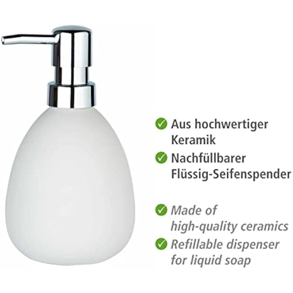 WENKO Polaris soap dispenser matt white ceramic liquid soap dispenser White