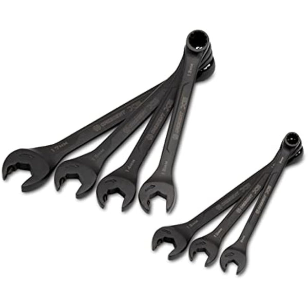 Crescent CX6RWM7 7 Piece x6 Combination Wrench Set with Ratcheting Open-End and Static Box-End, Metric, 8-17mm