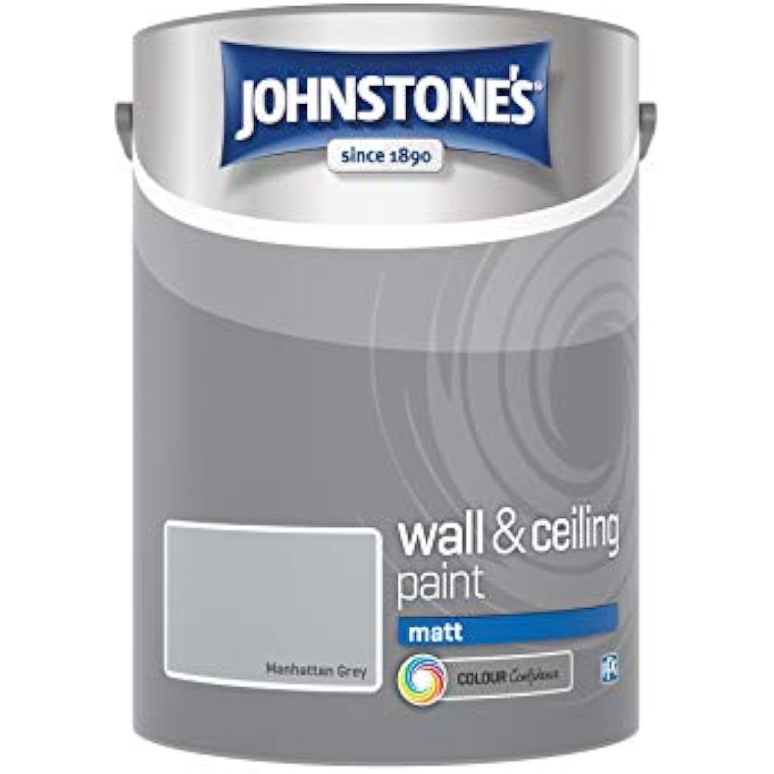Johnstone's - Wall & Ceiling Paint - Manhattan Grey - Matt Finish - Emulsion Paint - Fantastic Coverage - Easy to Apply - Dry in 1-2 Hours - 12m2 Coverage per Litre - 5L, Pack of 1