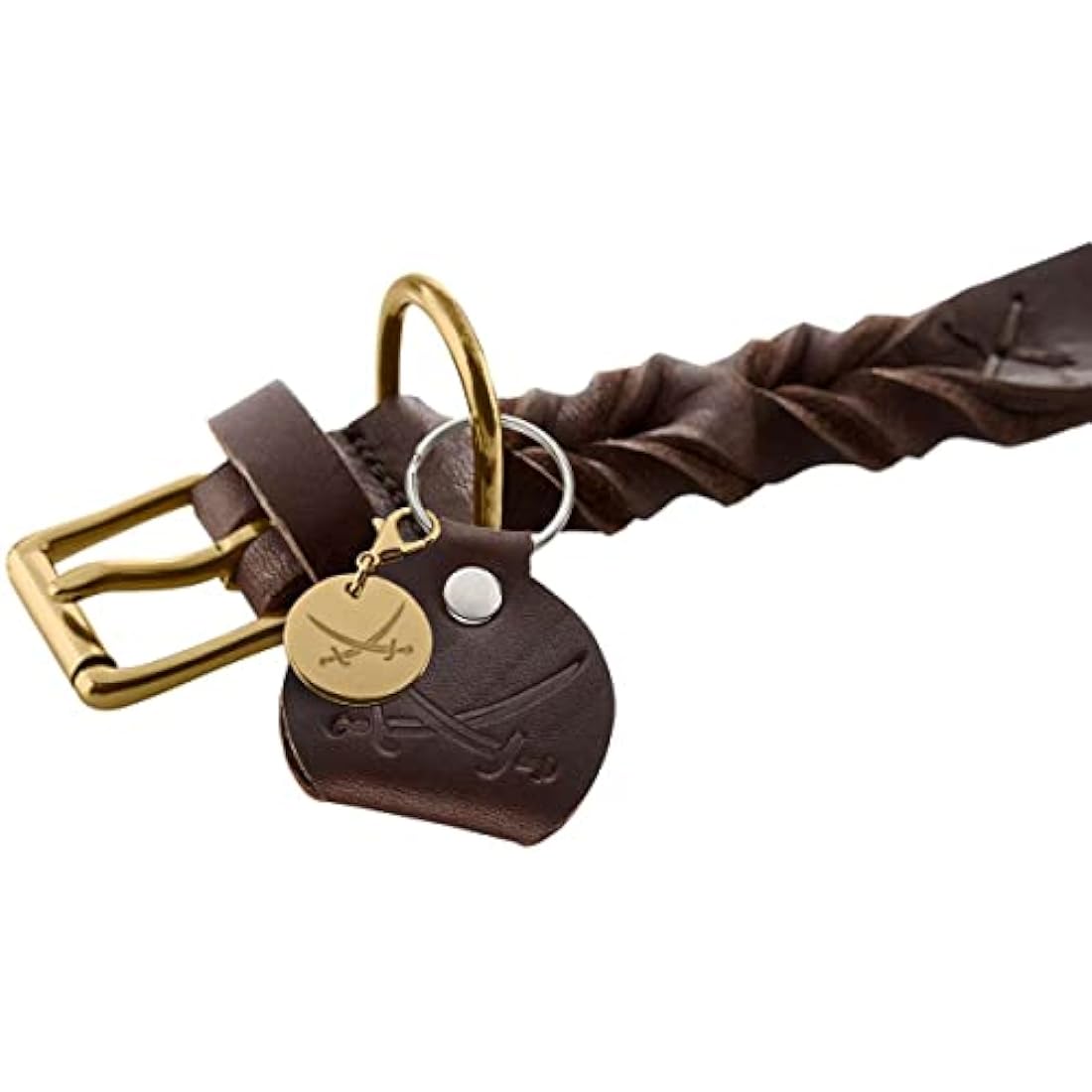 HUNTER Sansibar Solid Dog Collar Leather Heavy Duty Grippy Braided 55 (M) Dark Brown