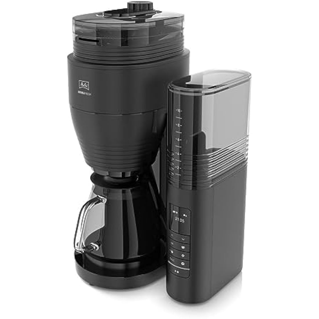 Melitta Filter Coffee Machine with Integrated Ceramic Grinder with 11 Settings, Adjustable Strength, Makes 2 to 10 Cups, Timer Function, AromaFresh II, 3.7 kg, Black, UK Plug