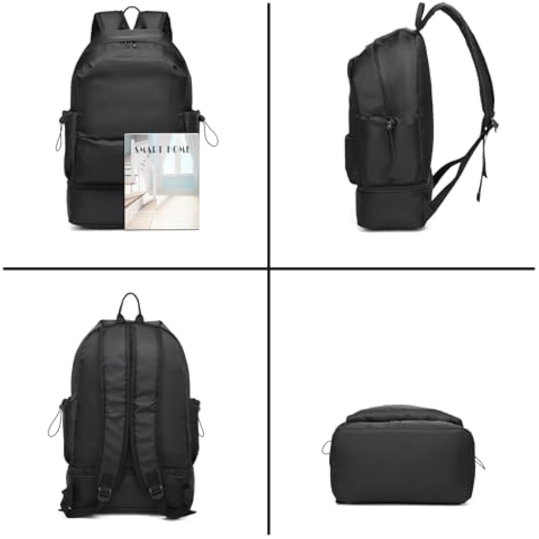 seyfocnia Sports Backpack for Men, Waterproof Gym Back Pack With Shoe Compartment Lightweight Travel Bag Casual Daypack-Black