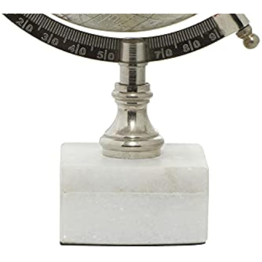 Deco 79 Iron World Decorative Globe with Marble Base, White, S Size