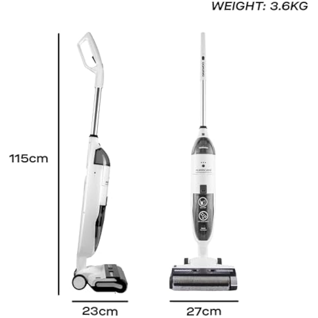 Daewoo Spotless Hurricane, 2In1 Floor Washer And Vacuum Cleaner With Self Cleaning Function, 30 Minute Run Time, Machine Washable Roller With Stand And Cleaning Brush
