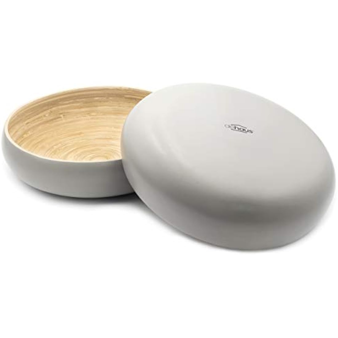 Dehaus® Large Stylish Bamboo Fruit Bowl - 30cm, Grey - Wooden Salad Serving Bowl - Fruit Basket for Kitchen or Bread Basket - Table Centrepiece Decoration - Home & Kitchen Tableware Accessories