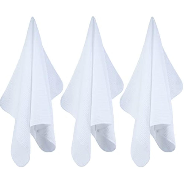 POLYTE Premium Microfibre Kitchen Dish Tea Towel Waffle Weave (White, 40x71) 12 Pack