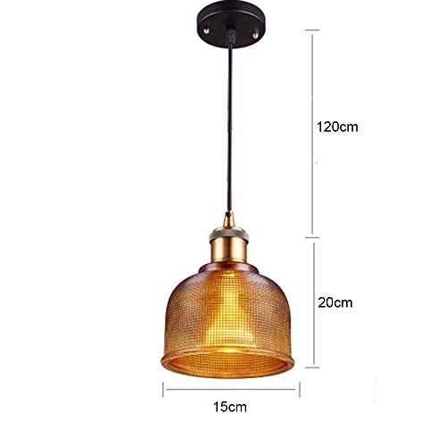 LFsem Industrial Vintage 15cm Glass Pendant Light Fixture, Antique Bronze E27 Base, Height Adjustable Loft Bar Ceiling Hanging Light for Dining Room