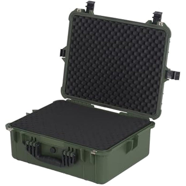 MEIJIA Waterproof Hard Camera Case with Customizable Fit Foam, Fit for Drones,Camera,Lens (Green, 20.62"x16.85"x8.11")