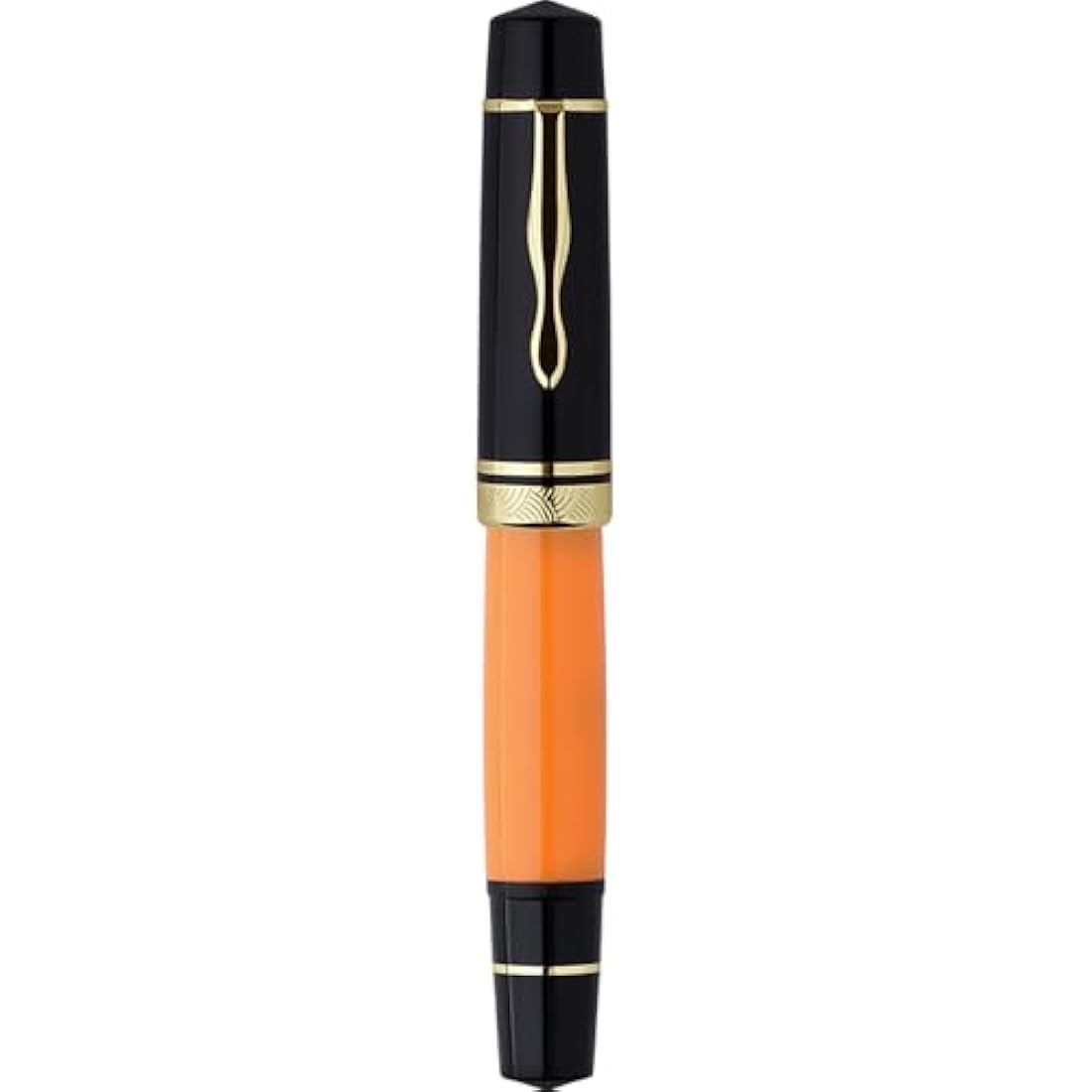 erofa Majohn P139#8 Medium Nib Fountain Pen with Box, Brass Piston System Large Capacity Writing Pen, Black Yellow