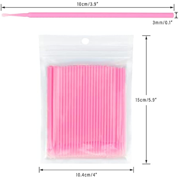 G2PLUS 200PCS Micro Applicators Brushes, Pink Micro Applicators, Eyelash Extension Applicators for Eyelashes Extensions
