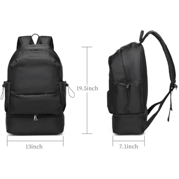 seyfocnia Sports Backpack for Men, Waterproof Gym Back Pack With Shoe Compartment Lightweight Travel Bag Casual Daypack-Black