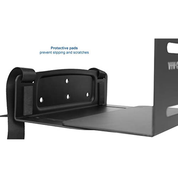 VIVO Universal PC Wall Mount, Adjustable Steel Bracket, Computer Case, Open Frame CPU Strap Holder, Black, MOUNT-PC03V