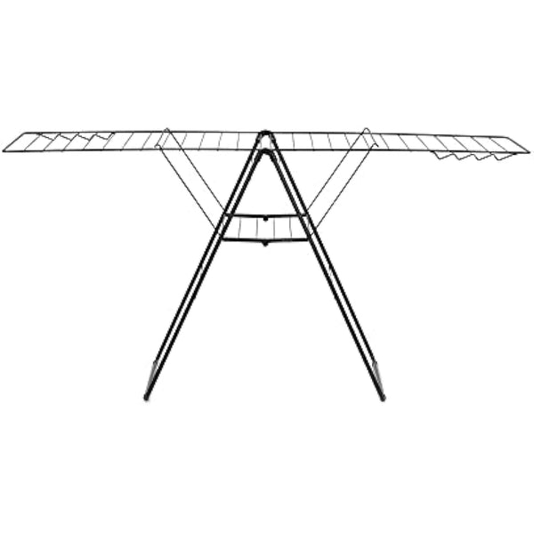 Brabantia HangOn Laundry Drying Rack (25m / Matt Black) Compact, Foldaway, Adjustable Indoor Stainless Steel Clothes Horse