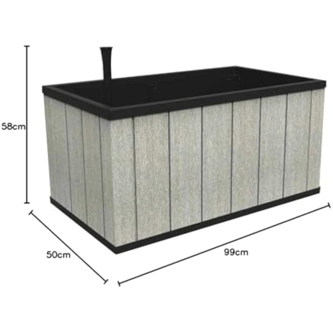 Keter Sequoia Medium Raised Bed for Patio and Balcony, Weatherproof, Grey, Rectangular, 88 Litres, 99 x 58 x 50 cm