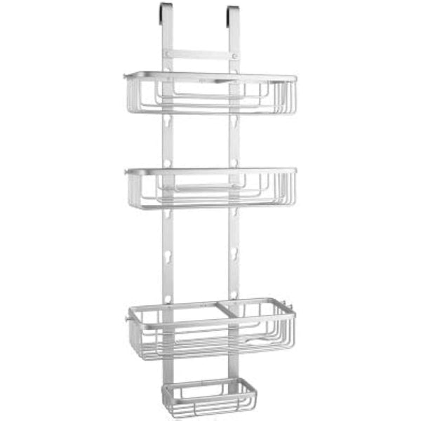 lakeland Adjustable Bath & Shower Caddy – Hangs Over Door Or On Wall Aluminium To Prevent Rusting