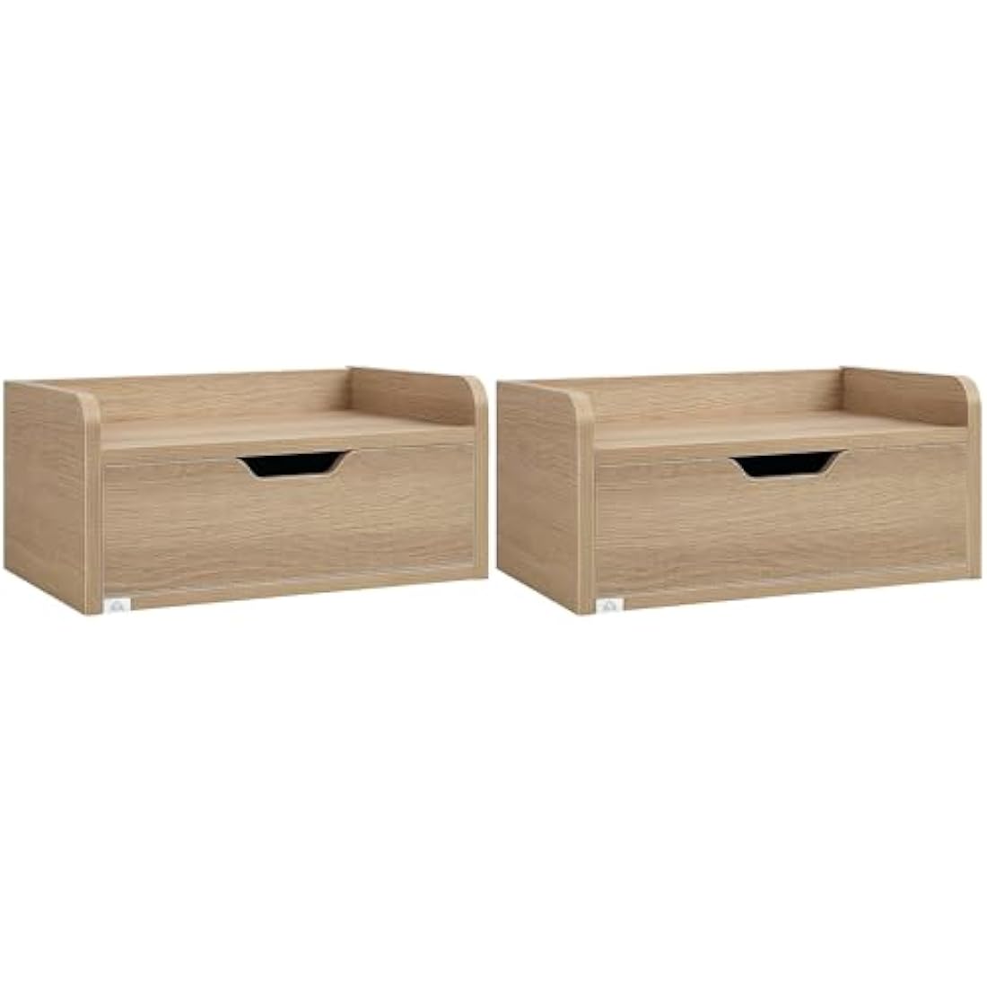 HOMCOM Floating Nightstand Set of 2 Wall Mounted Bedside Table with Storage Drawer for Bedroom, Natural