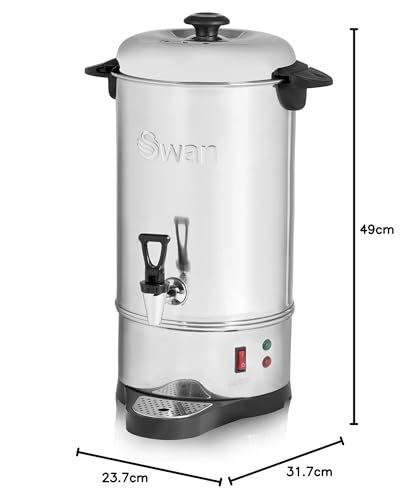 Swan SWU10L Catering Urn with Automatic Temperature Control, Drip Tray, 10L, 1600W, Stainless Steel, Silver