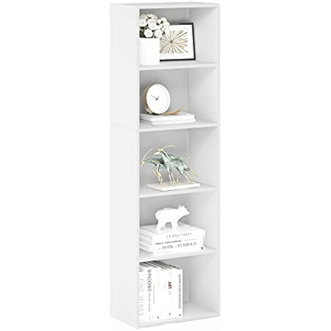 Furinno Luder 5-Tier Reversible Color Open Shelf Bookcase, White