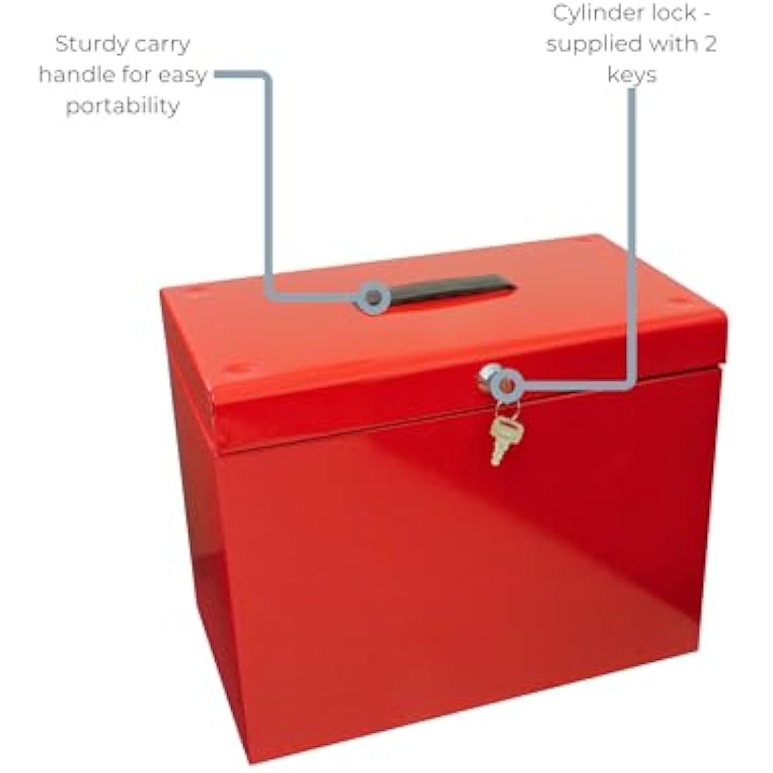 Cathedral Products A4 Steel File Box with Starter Pack of 5 Suspension Files - Red