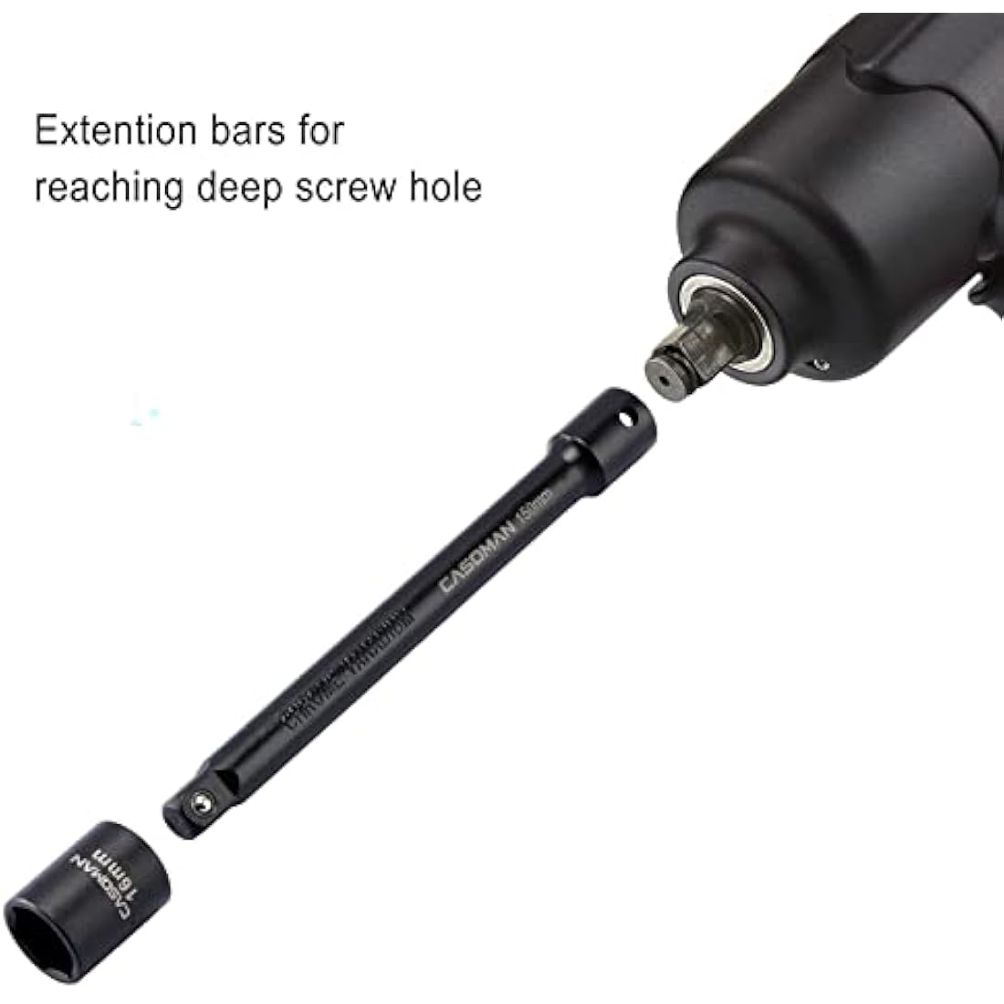 CASOMAN 18 Pieces Drive Tool Accessory Set, Socket Extension Tool, Includes Adapters, Extensions and Universal Joints and Impact Coupler, Professional Socket Accessories