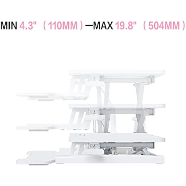 Opal Living Large 36" White Standing Desk Converter with Keyboard Raiser - Adjustable Sit to Stand Desk Stand