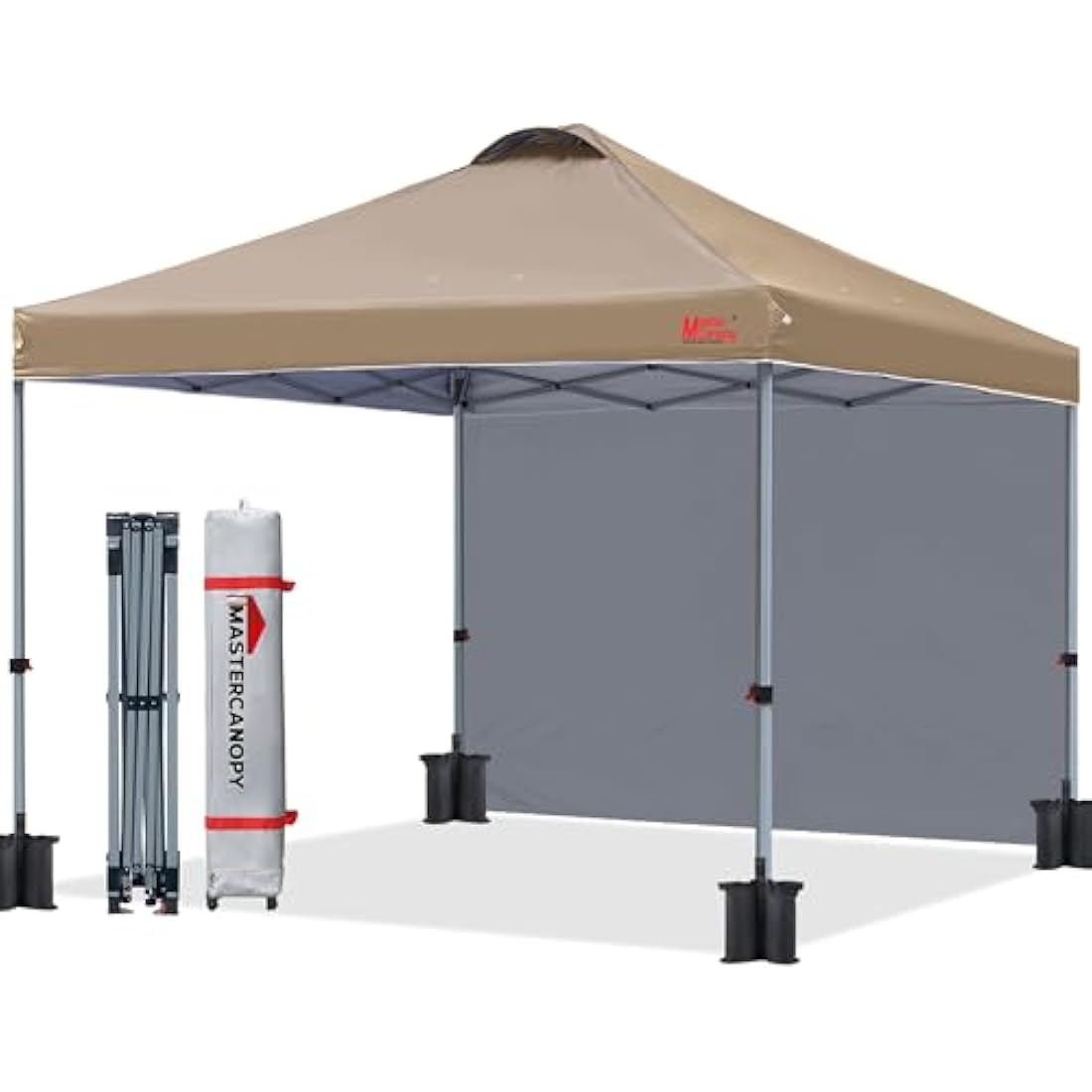 MASTERCANOPY Durable Ez Pop-up Gazebo Tent with 1 Sidewall (3x3M,Khaki)