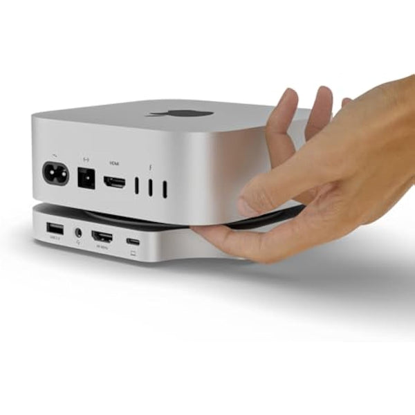 Minisopuru iExpandMate MINI4PRO Mac Mini M4 Dock with 4K@60 HDMI, 4TB M.2 NVMe SSD Enclosure, Mac Mini Hub & Stand for Mac mini M4 and M4 Pro 2024 (TF/SD Solt, 3* USB-A 2.0, Audio) | Silver