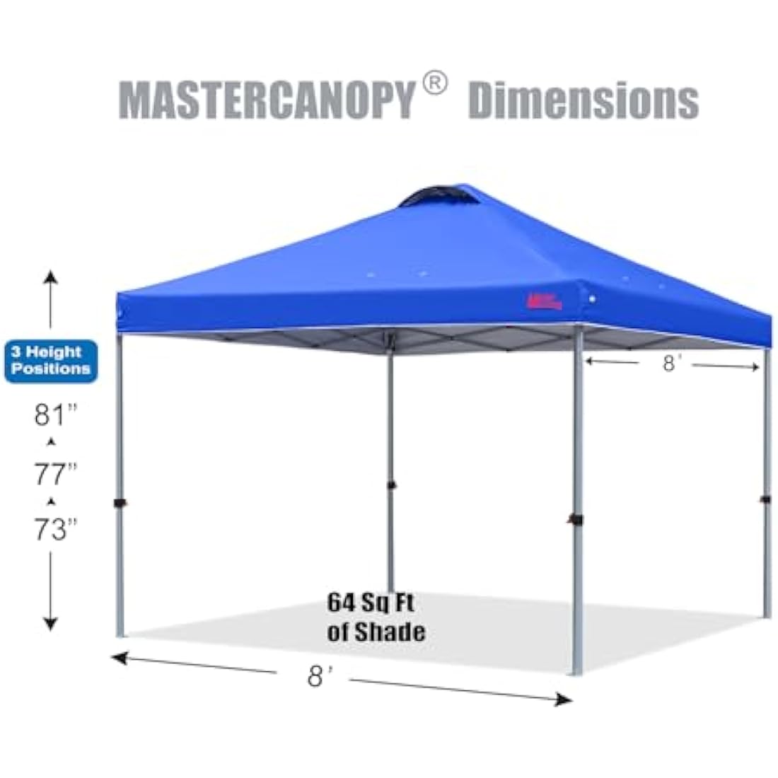 MASTERCANOPY Durable Ez Pop-up Gazebo Tent with Roller Bag (2.5x2.5M,Blue)