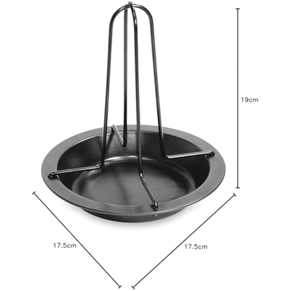Fackelmann Chicken Roaster, with Bowl, Vertical Holder with Drip Pan, For Oven, Upright Poultry Roaster, 4x18x22cm, Black