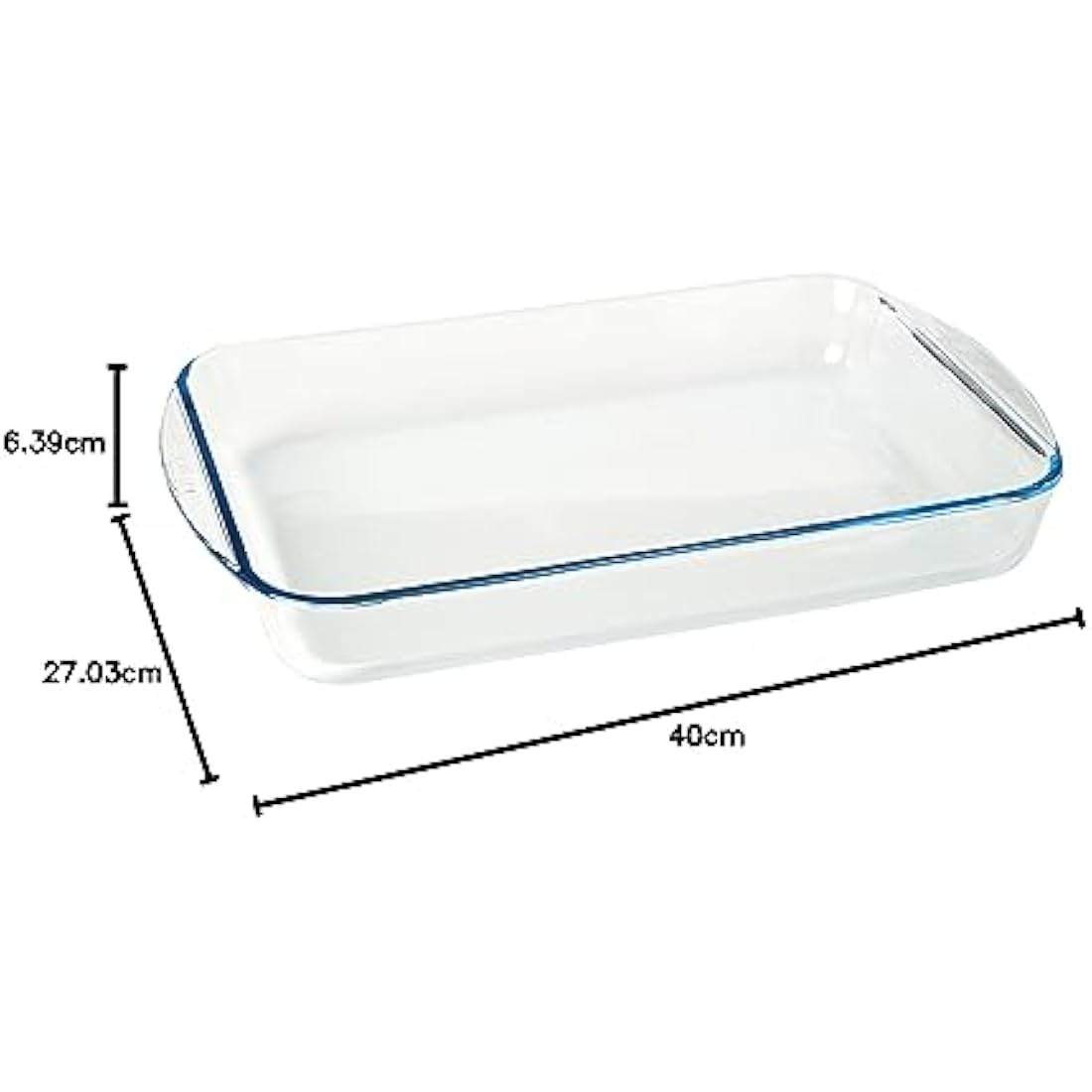 Pyrex Rectangular Glass Roasting Dish, Clear, Size: 40 x 27 cm, Glass Rectangular Roaster, Oven Baking Dish, Highly Thermal Resistant: Oven, Microwave & Dishwasher Safe, GD031