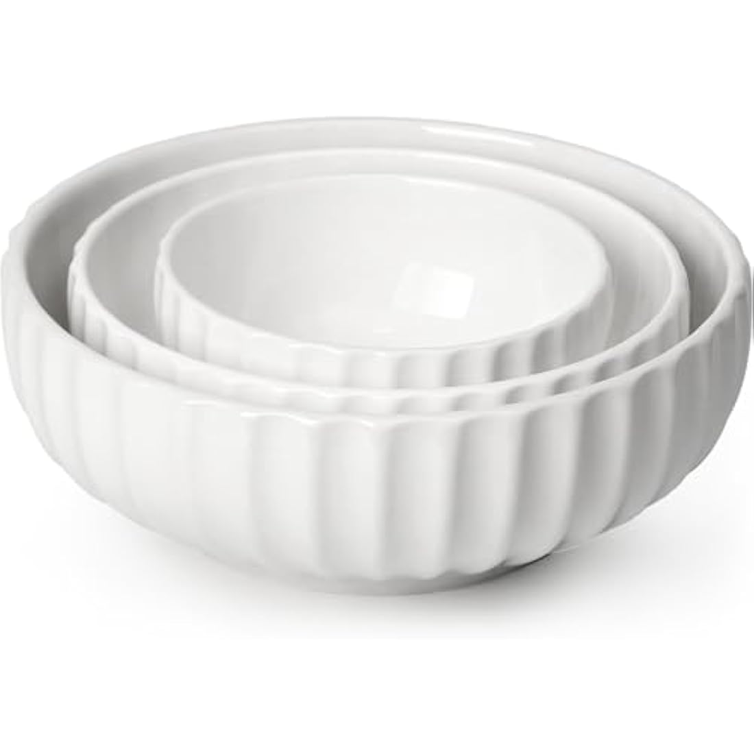 NUTRIUPS Large Serving Bowls, 2.5+1.5+0.7L, Set of 3 Nesting Bowls, 25+20+15cm Bowl for Salad Fruit Pasta