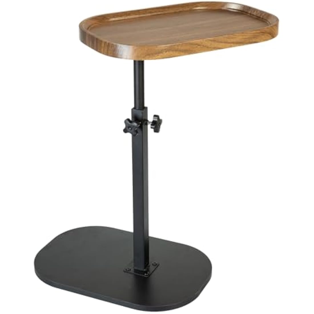 XUDREZ Adjustable C Shaped Side Table, 360°Swivel C Shaped End Table, Couch Side Tables That Slide Under, Modern Small Coffee Table for Sofa/Bed/Bathtub, Rotating Tabletop (Walnut Color)